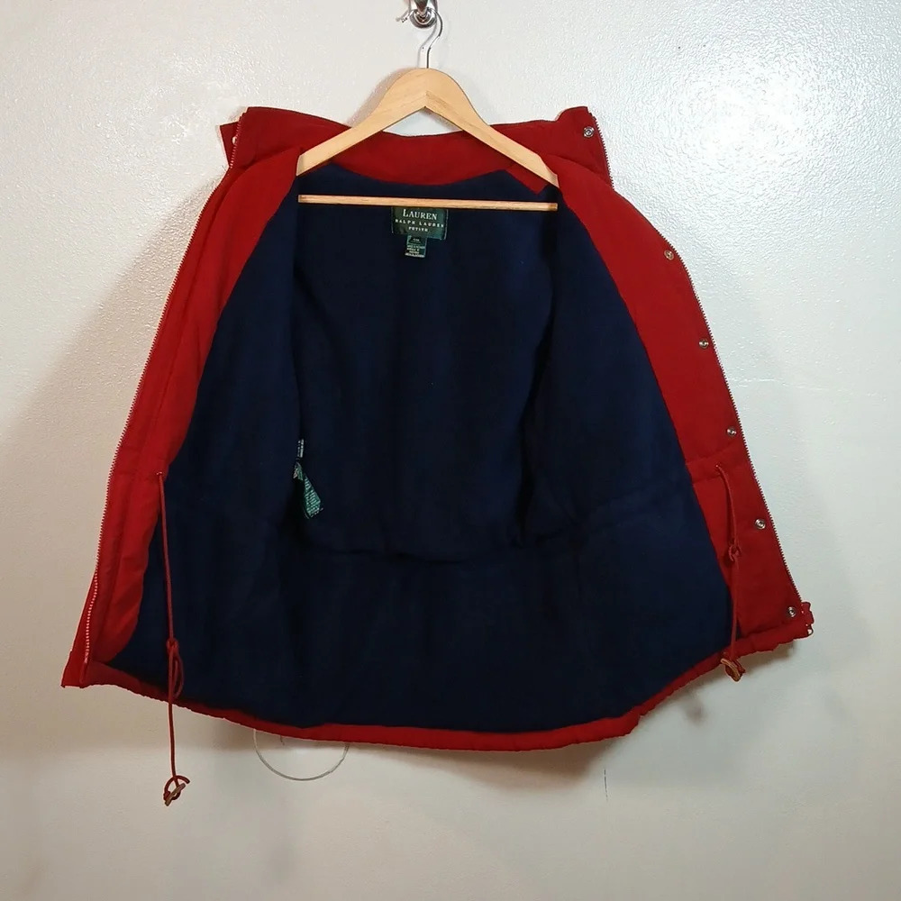 Ralph Lauren Women's Puffy Fleece Lined jacket Packable Hood in red size M/P - Picture 6 of 13